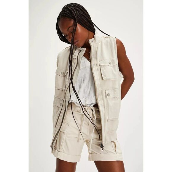 Free People We The Free Jeje Vest Jacket Top Utility Cotton Vintage S 283723 - Picture 1 of 8